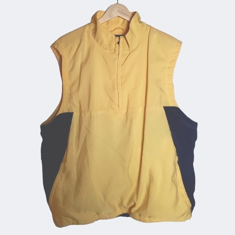 Bolle Golf 1/4 zip Pullover Shirt‎ L Sleeveless Yellow Blue Water Wind Resistant